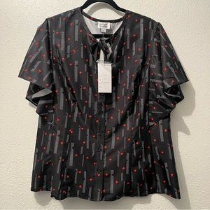 Unique Vintage XL Black and Red hearts top